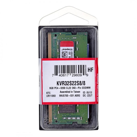 Mémoire RAM Kingston ValueRAM, DDR4 SODIMM, 8GB, 3200Mhz KVR32S22S8/8