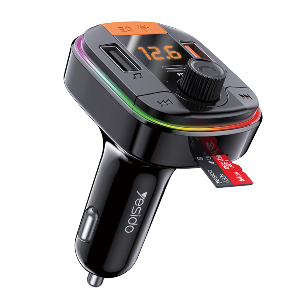 Modulateur FM Bluetooth Yesido Y45, 2 x USB-A - 1 x USB-C - 1 x microSD