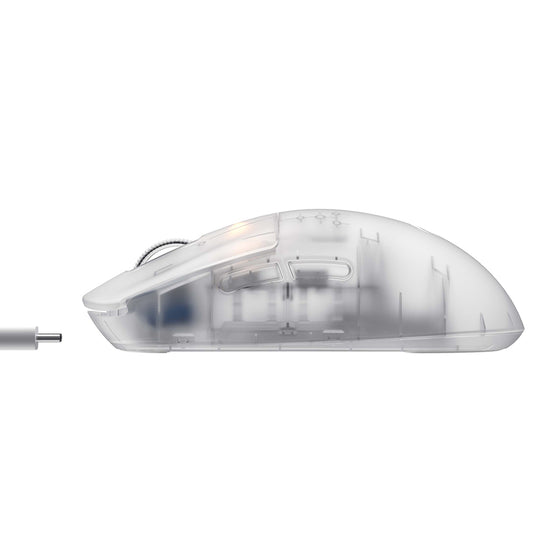 Souris Gaming Sans Fil HAVIT MS970WB Pro, 800DPI - 12000DPI, BT / Wi-Fi / Filaire, Blanc Transparent