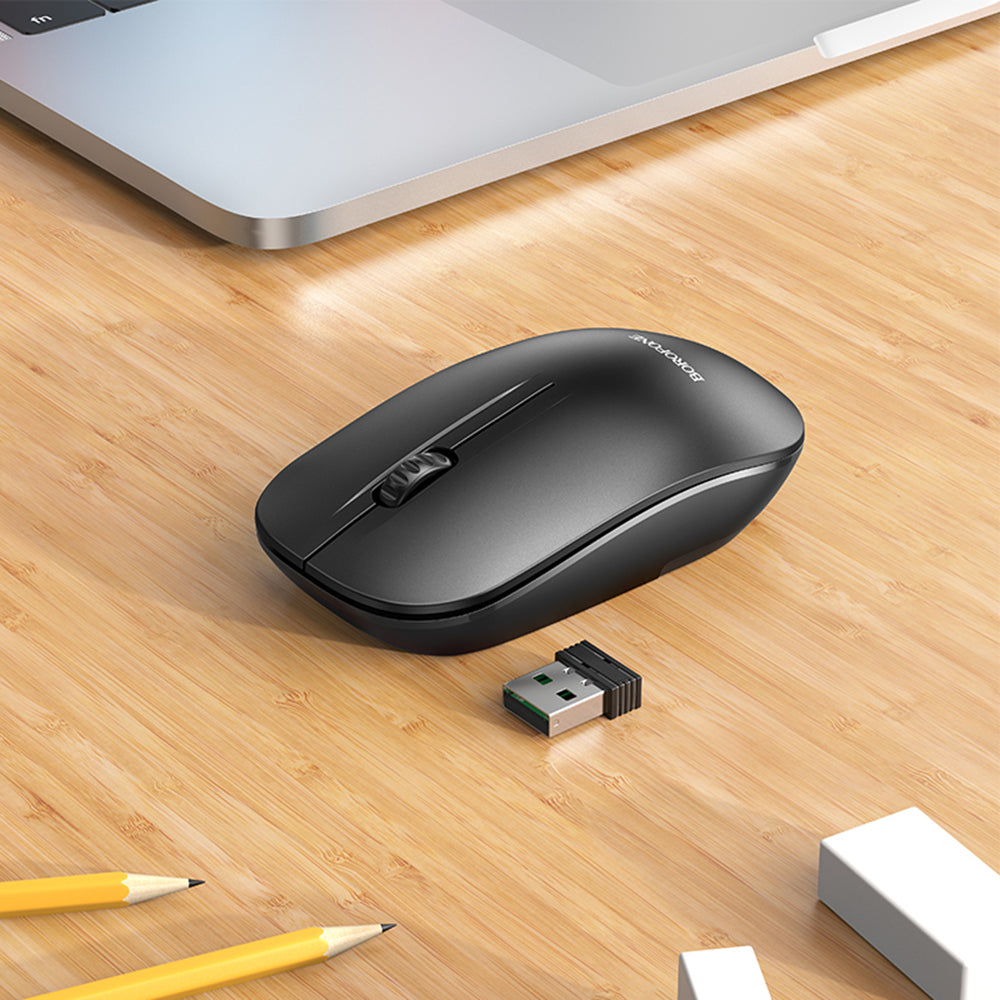 Wireless Mouse Borofone BG14 Planet, 1000DPI, BT / Wi-Fi, White