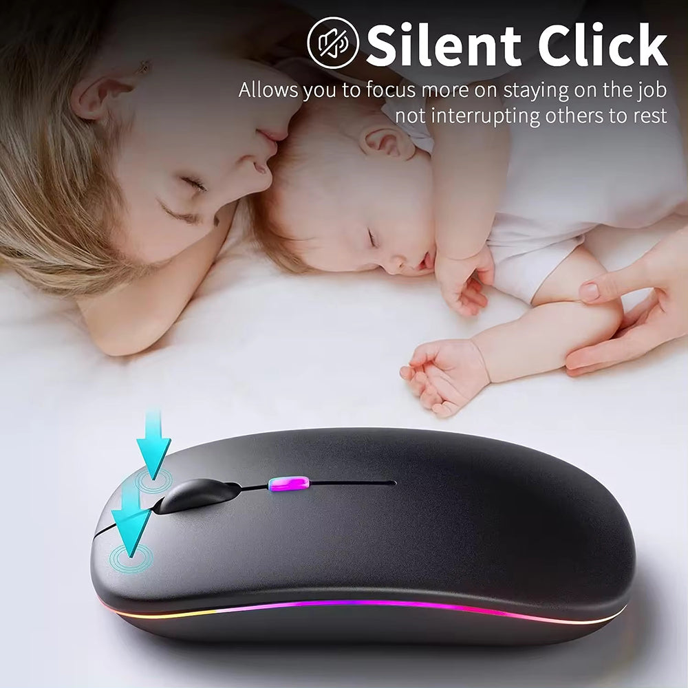Techsuit M1 Wireless Mouse, RGB, 1600DPI, BT / Wi-Fi, Black