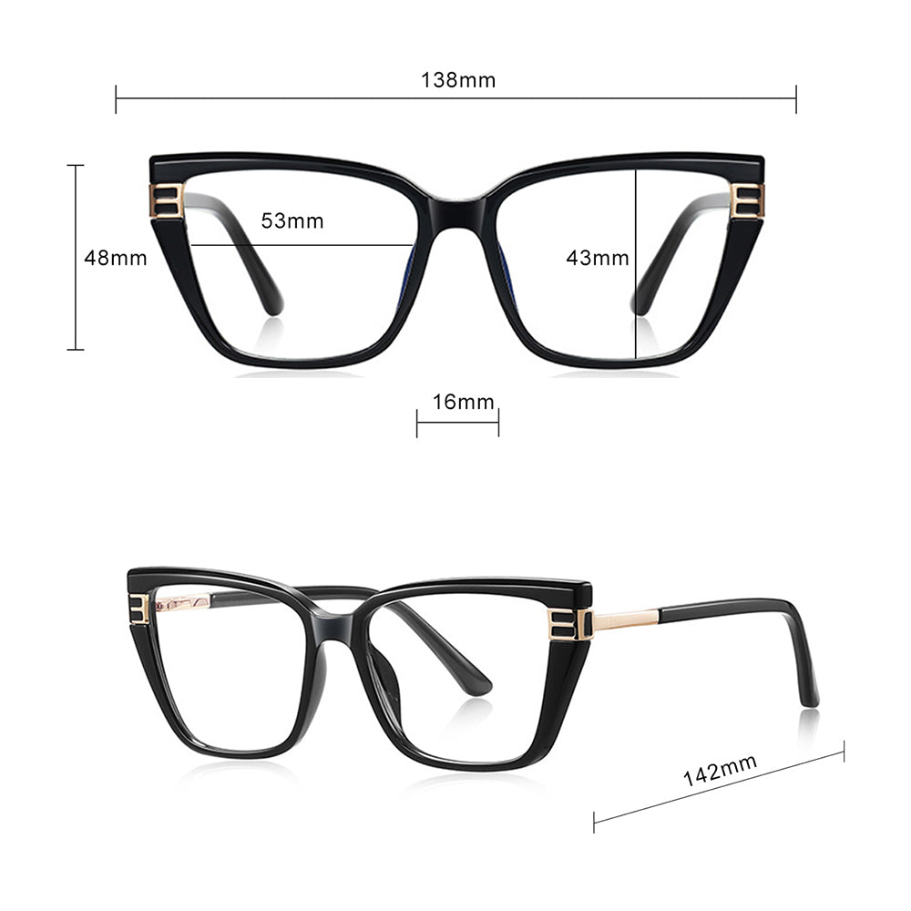 Lunettes d'ordinateur pour femmes Techsuit 2275, Anti-Lumière Bleue, Noires Dorées