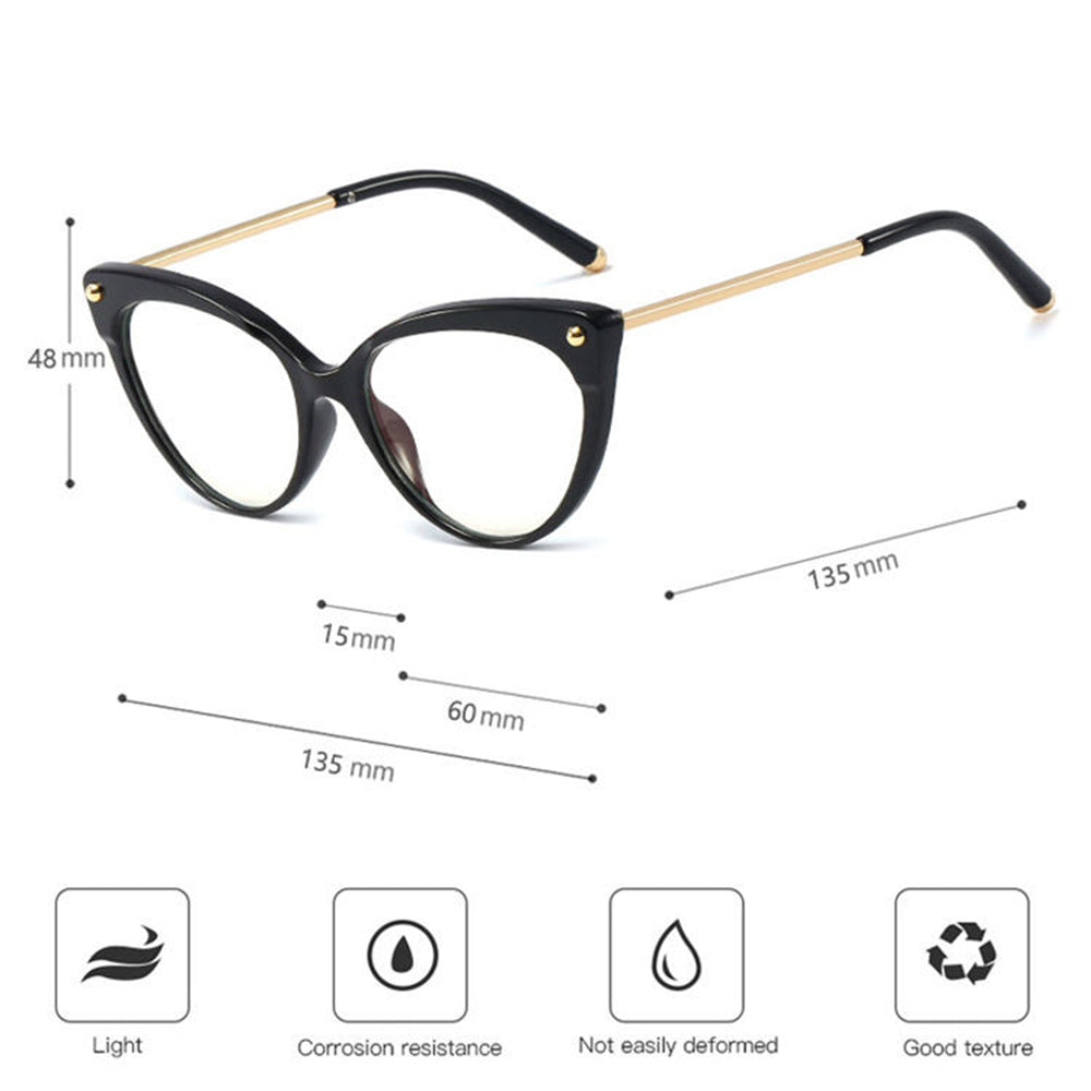 Techsuit Women's Computer Glasses F93308, Anti-Blue Light, Black and Gold