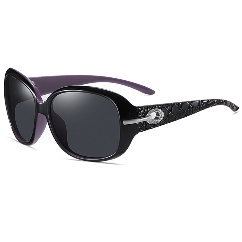 Lunettes de Soleil Femme Techsuit 2012, Polarisées, Protection UV, Noir Violet Gris