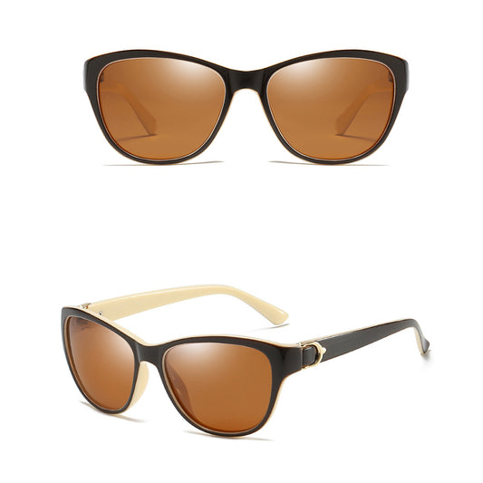 Lunettes de Soleil Femme Techsuit A572, Polarisées, Protection UV, Marron Blanc