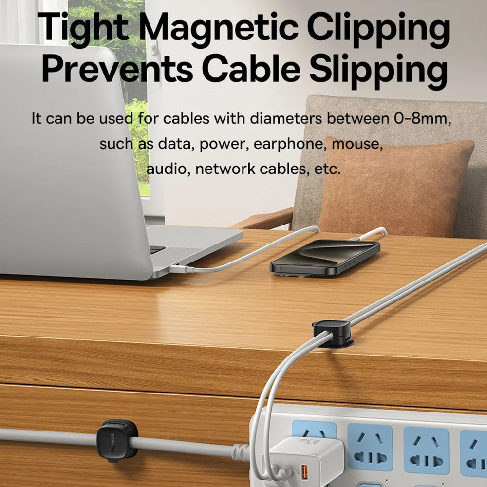 Organisateur de Câbles Baseus Lite Magnétique, Set de 3 Pièces, Noir B01331106111-00