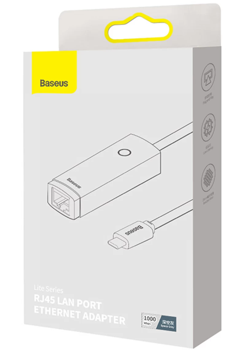 Carte Réseau Baseus Lite, RJ45, USB-C, Gris WKQX000313