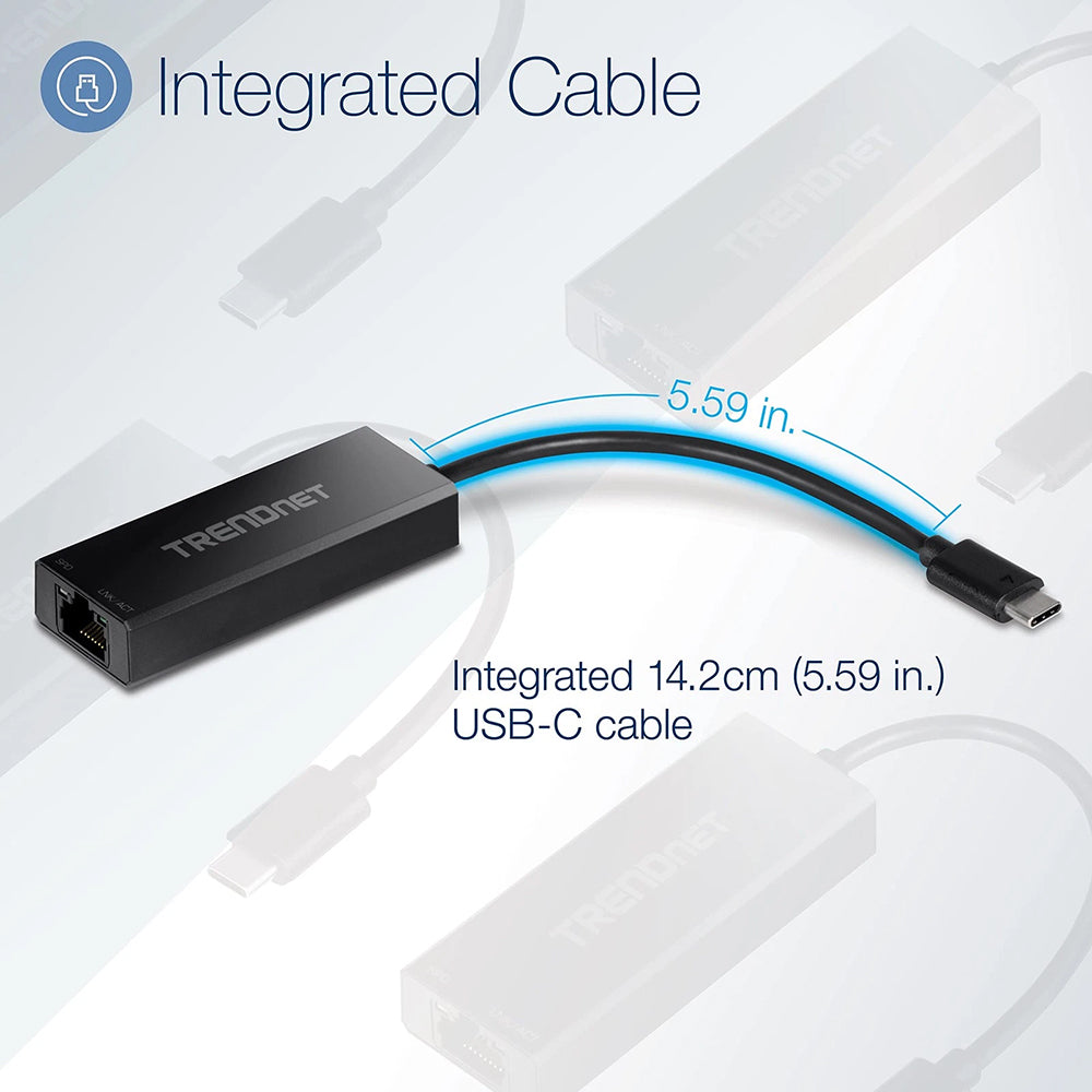 Carte réseau Techsuit AC20, RJ45, USB-C, Noire
