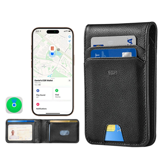 Portefeuille ESR Classic Geo avec fonction Find My et Protection RFID, Noir