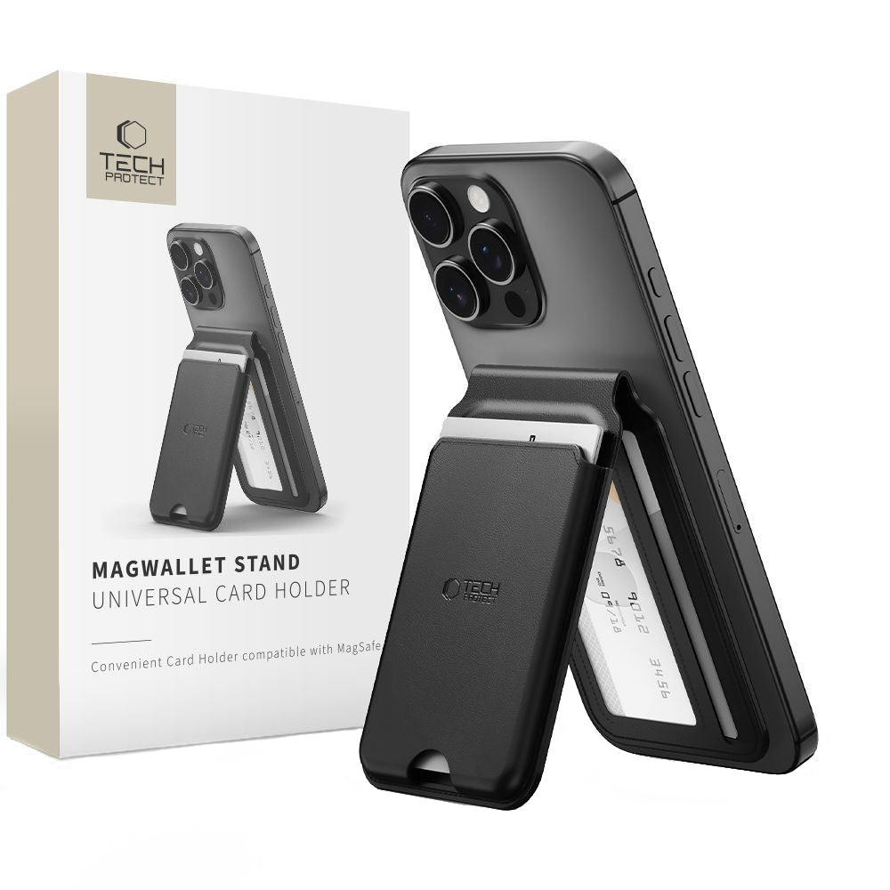 Portefeuille MagSafe, Tech-Protect, Magwallet Stand, Noir