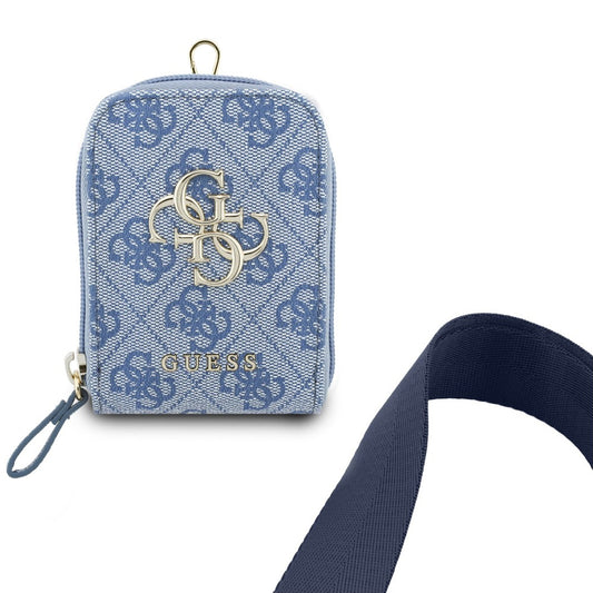 Portefeuille et Lanière Téléphone Guess 4G Logo Métallique, Bleu