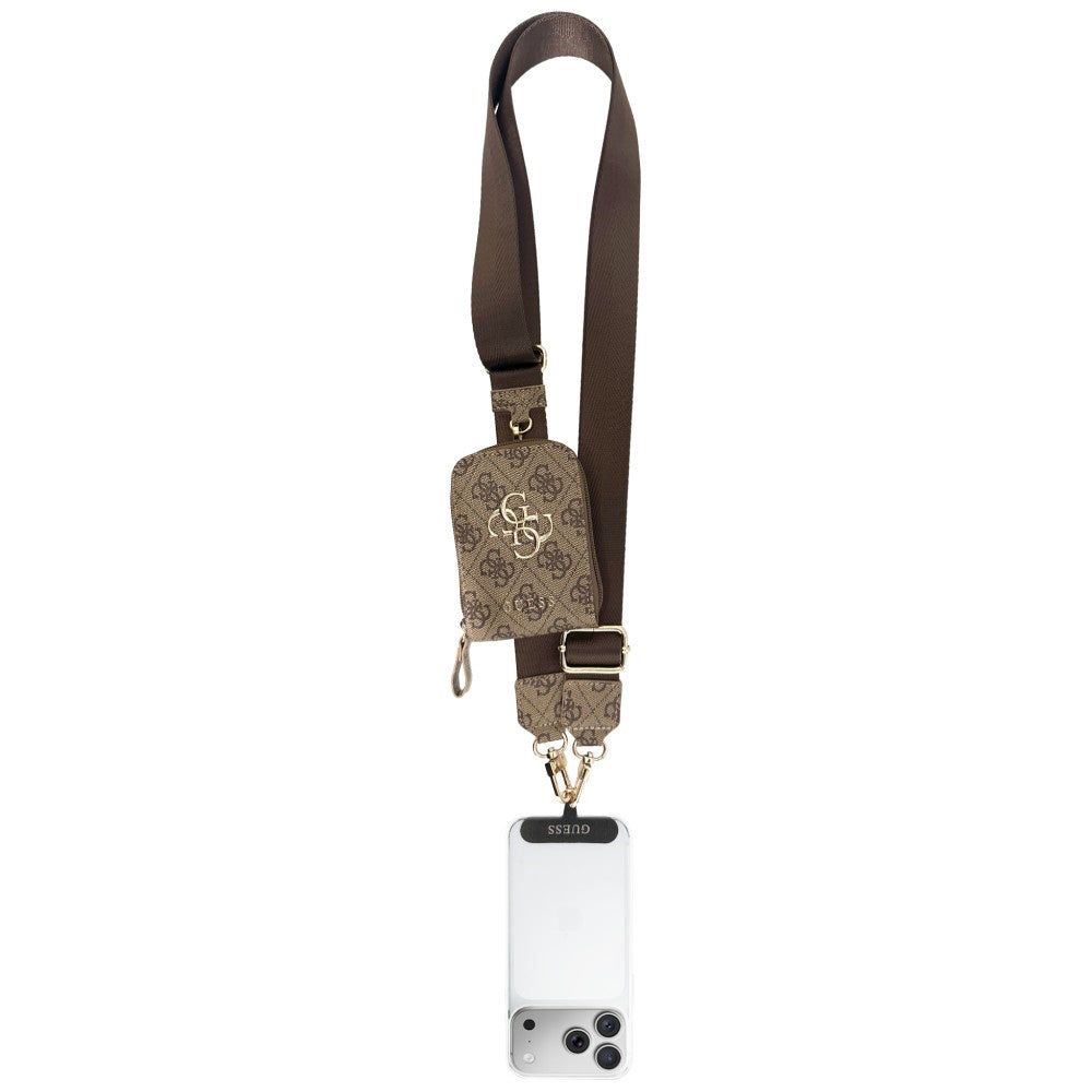 Guess 4G Metal Logo Wallet and Phone Lanyard, Brown