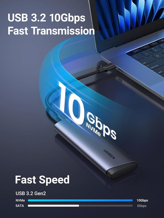 Rack UGREEN CM767 pour SSD SATA M.2 NVMe, Gris