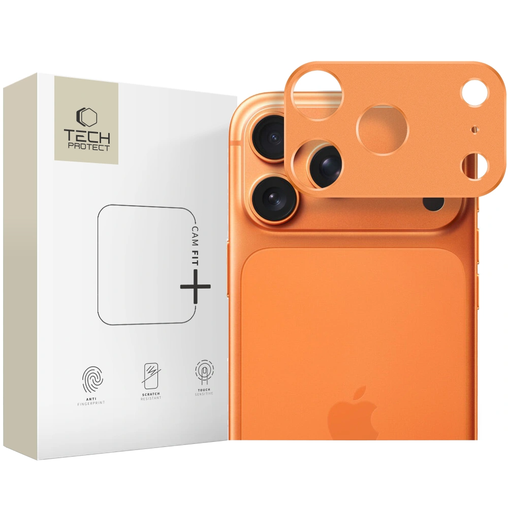 Cadre de protection pour caméra arrière Tech-Protect Camalloy Fit+ pour Apple iPhone 17 Pro Max, Aluminium, Orange