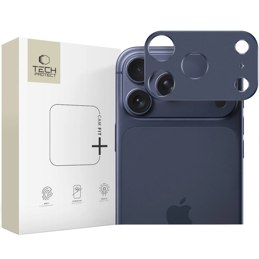 Cadre de protection pour caméra arrière Tech-Protect Camalloy Fit+ pour Apple iPhone 17 Pro Max, Aluminium, Bleu marine