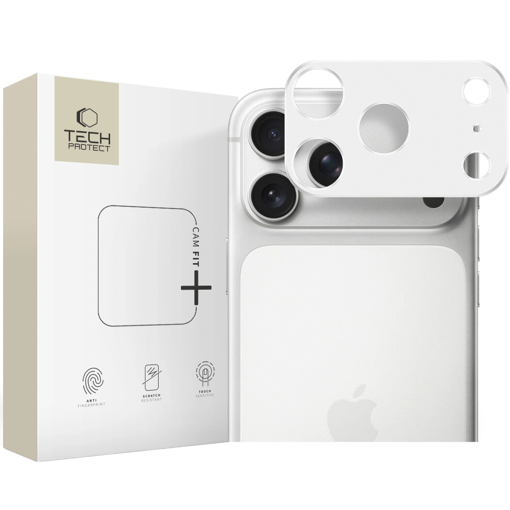 Cadre de protection pour caméra arrière Tech-Protect Camalloy Fit+ pour Apple iPhone 17 Pro, Aluminium, Argenté