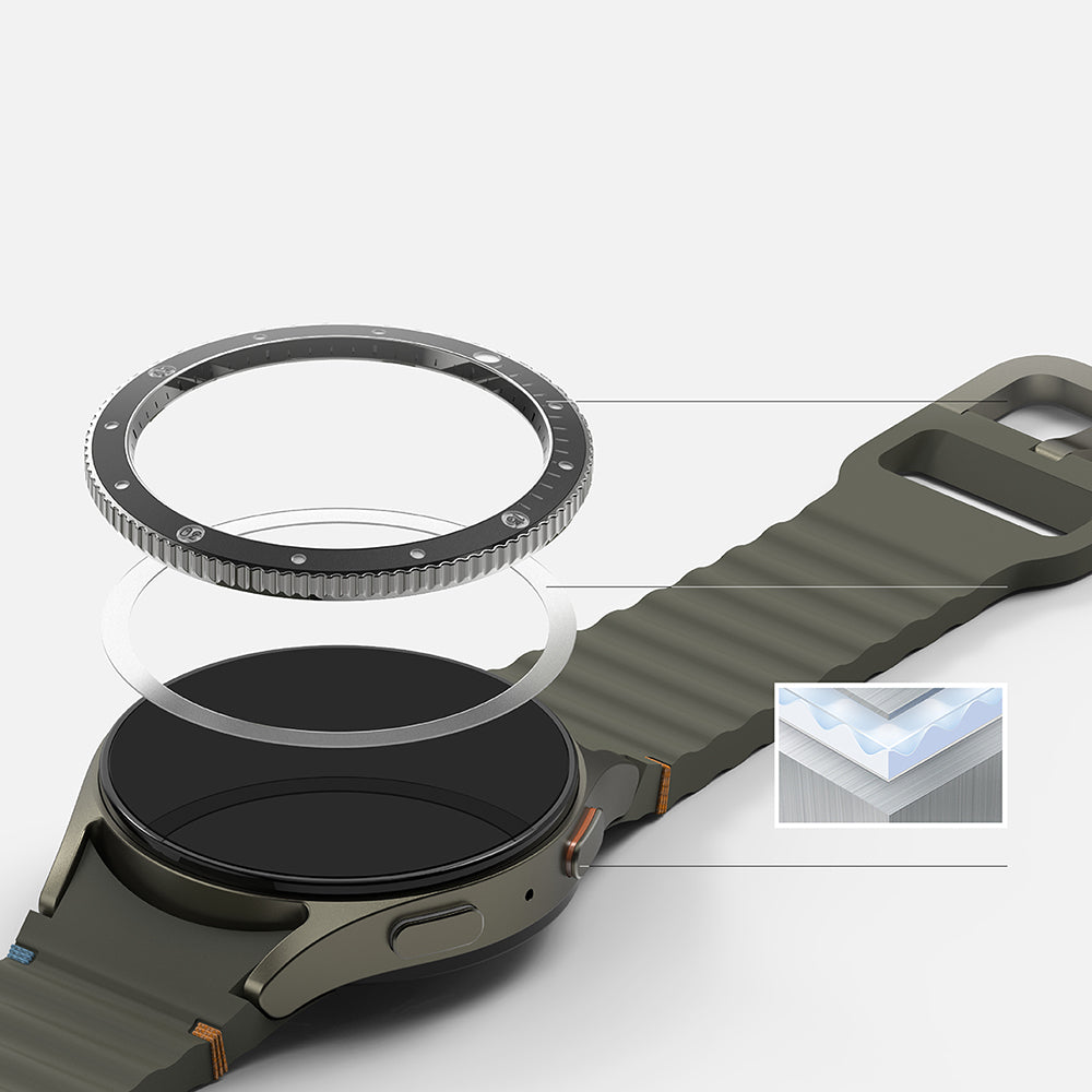 Cadre de protection Ringke Premium Styling pour Samsung Galaxy Watch7 40mm, Modèle 2, Noir