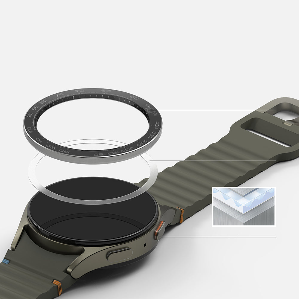 Cadre de protection Ringke Premium Styling pour Samsung Galaxy Watch7 44mm, Modèle 1, Noir