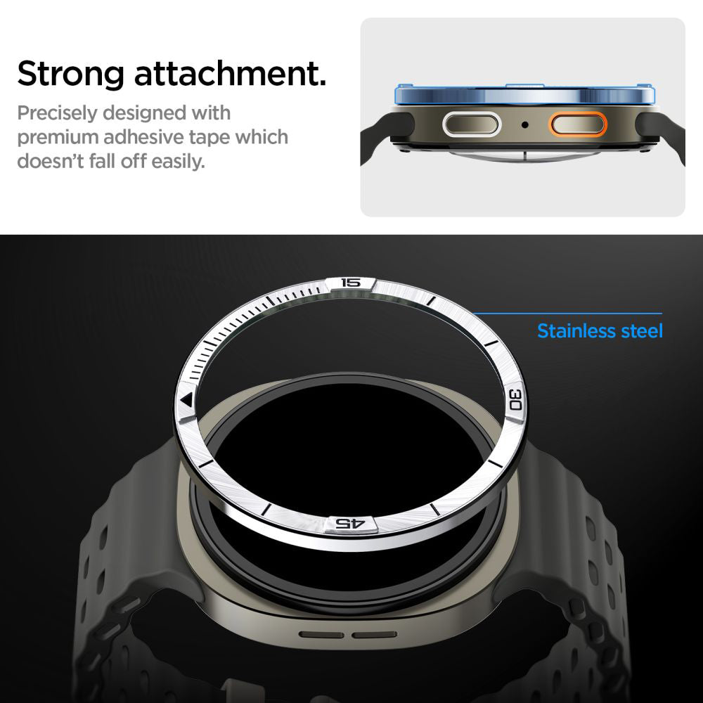 Cadre de protection Spigen Tune Pilot pour Samsung Galaxy Watch8 44mm, Argenté ACS10009