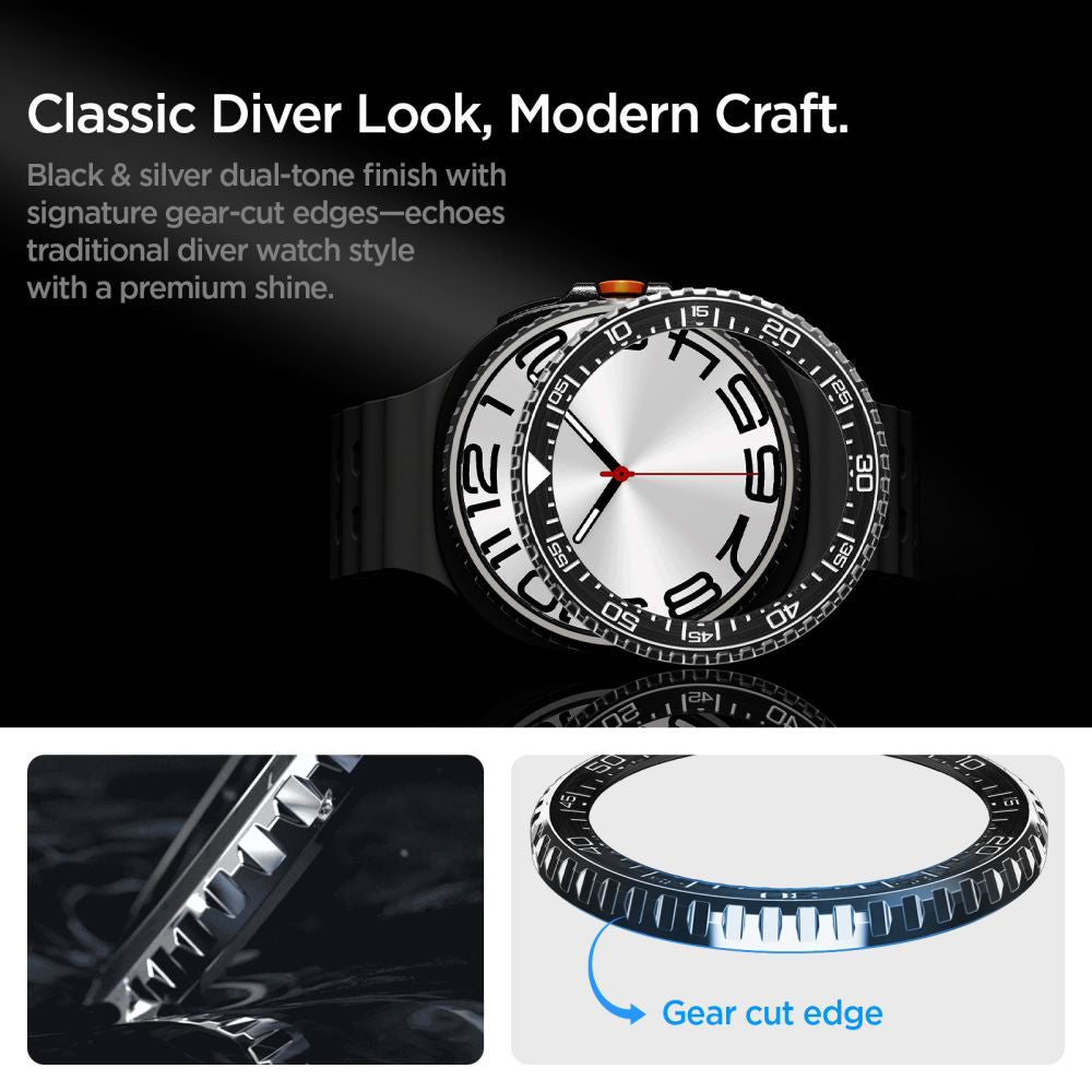 Cadre de protection Spigen Tune Pro Diver pour Samsung Galaxy Watch8 Classic, Noir ACS10016