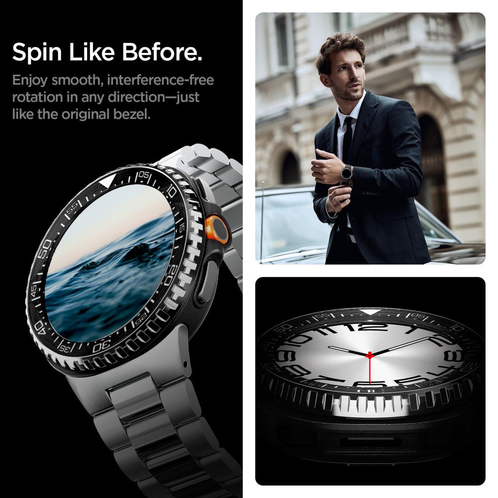 Cadre de protection Spigen Tune Pro Diver pour Samsung Galaxy Watch8 Classic, Noir ACS10016