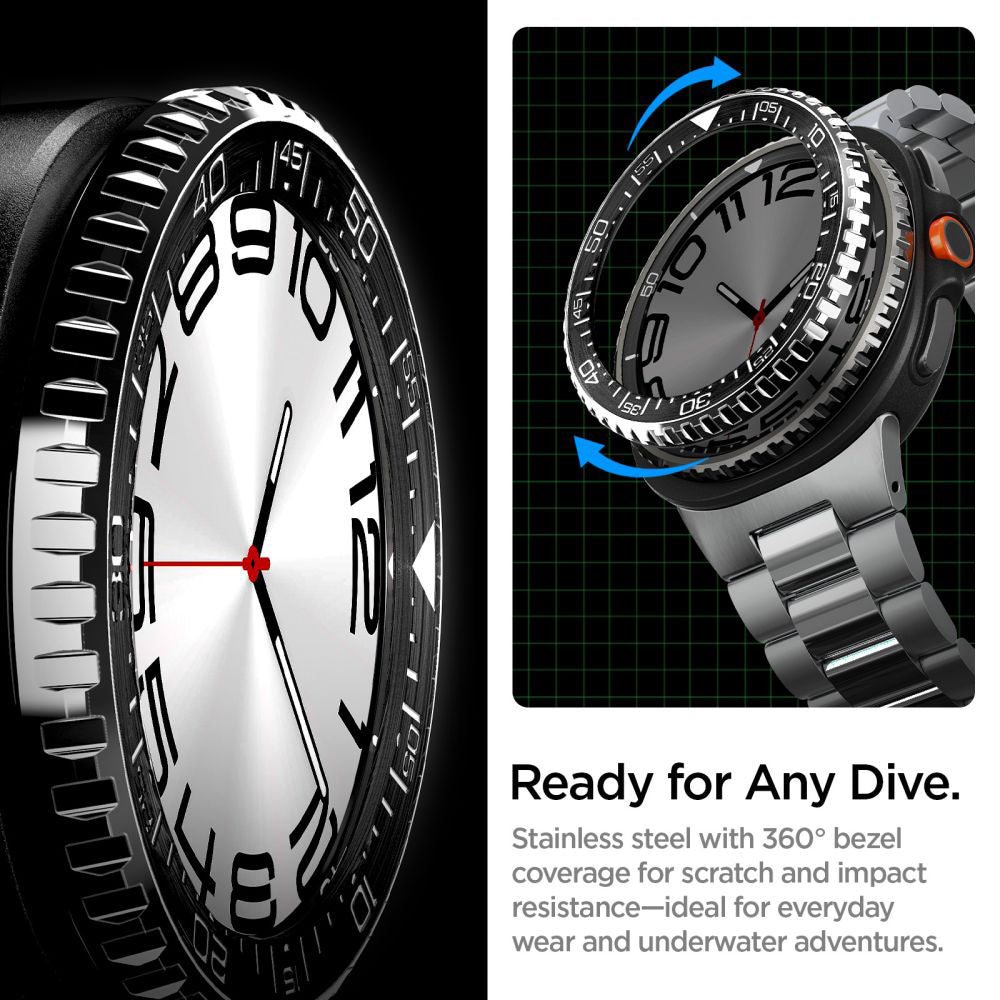 Cadre de protection Spigen Tune Pro Diver pour Samsung Galaxy Watch8 Classic, Noir ACS10016