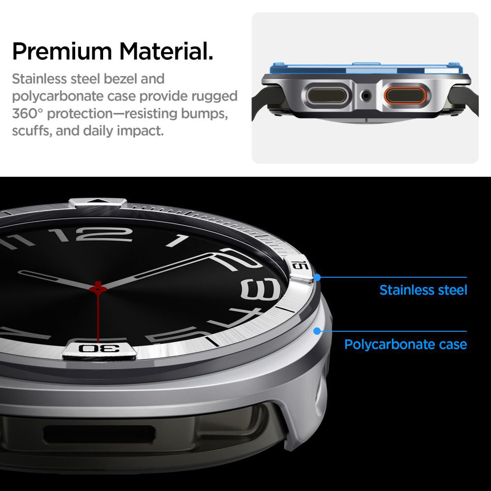 Cadre de protection Spigen Tune Pro Pilot pour Samsung Galaxy Watch9 / Watch8 44mm, Argent ACS10011