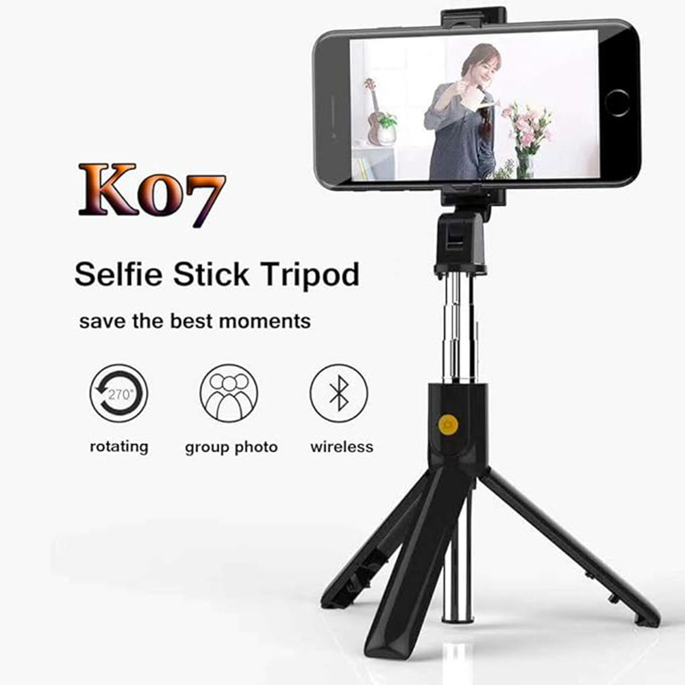 Perche à selfie Bluetooth Techsuit K07, Universelle, Noire
