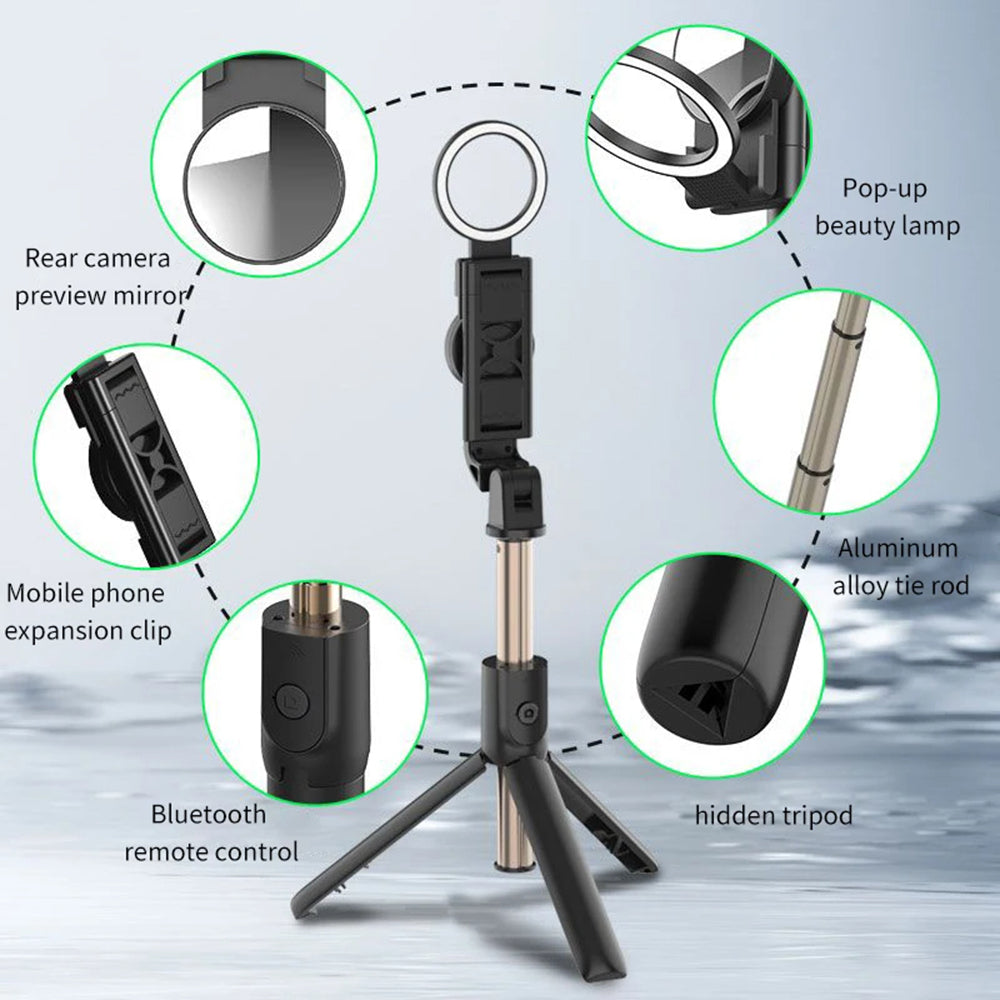 Perche à selfie Bluetooth Techsuit K13, Universelle, Noire