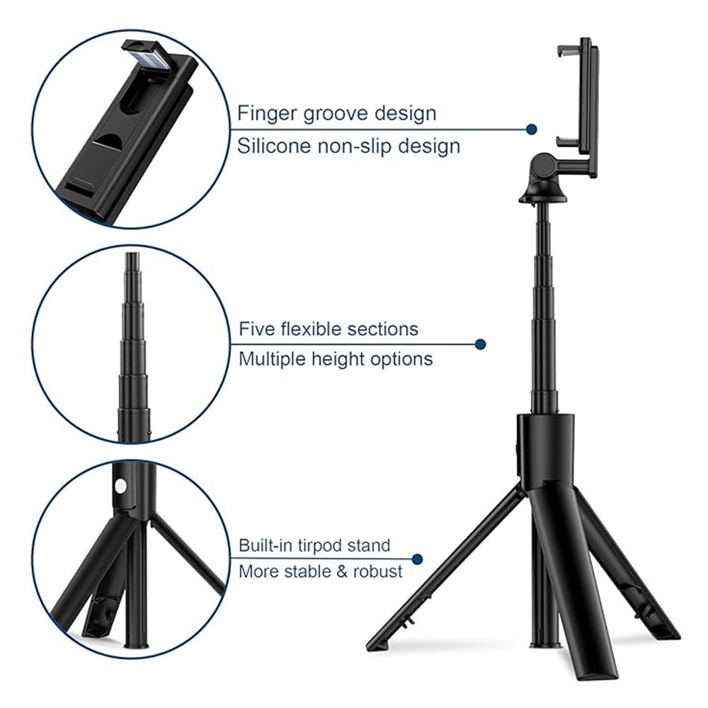 Perche à selfie Bluetooth Techsuit K22, Universelle, Noire