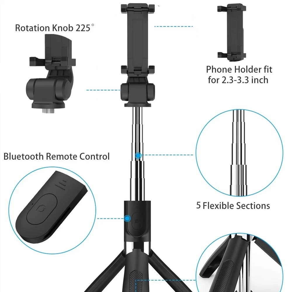 Perche à selfie Bluetooth Techsuit L01, Universelle, Noire