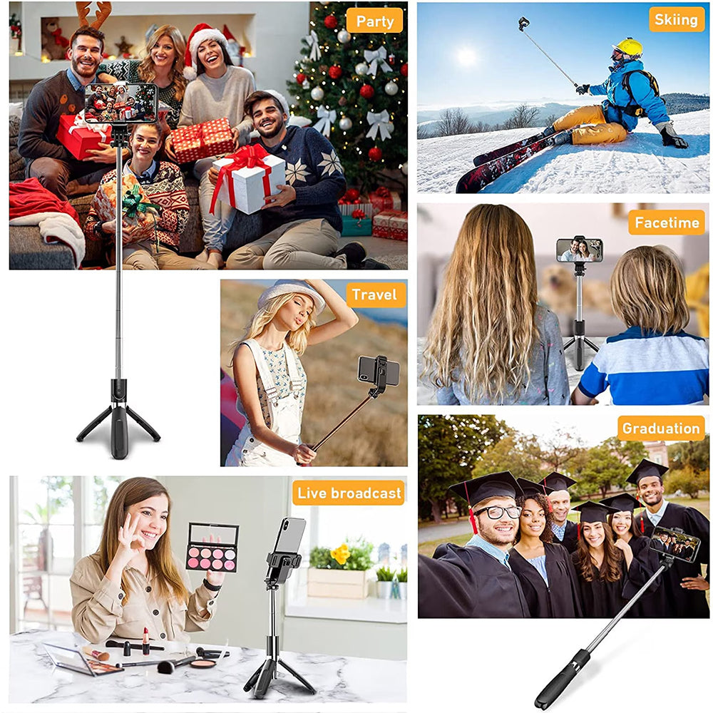 Perche à selfie Bluetooth Techsuit L02, Universelle, Noire