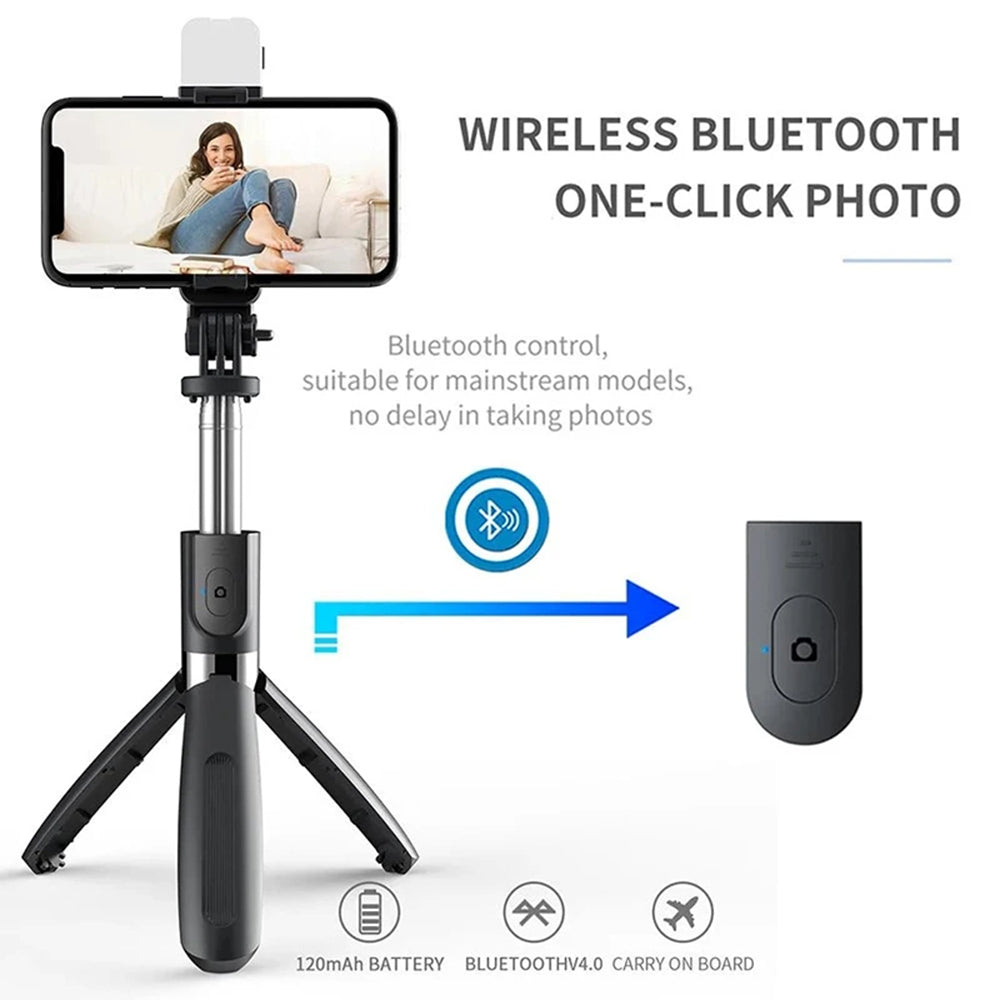 Perche à selfie Bluetooth Techsuit L02s, Universelle, Noire