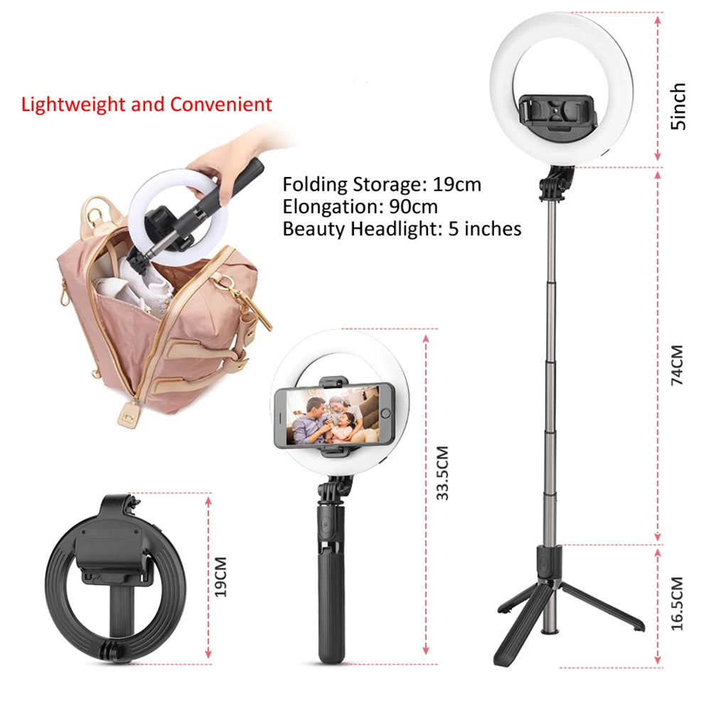 Perche à selfie Bluetooth Techsuit L07, Universelle, Noire