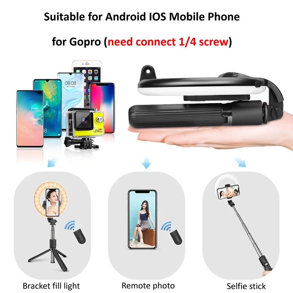 Perche à selfie Bluetooth Techsuit L07, Universelle, Noire