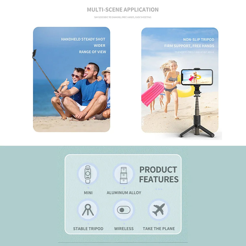 Perche à selfie Bluetooth Techsuit L10, Universelle, Noire