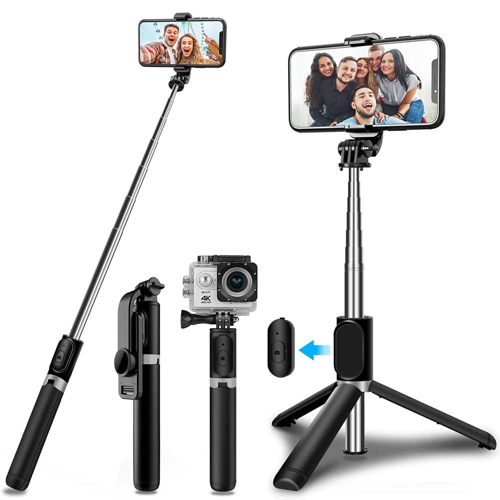 Perche à selfie Bluetooth Techsuit Q02, Universelle, Noire