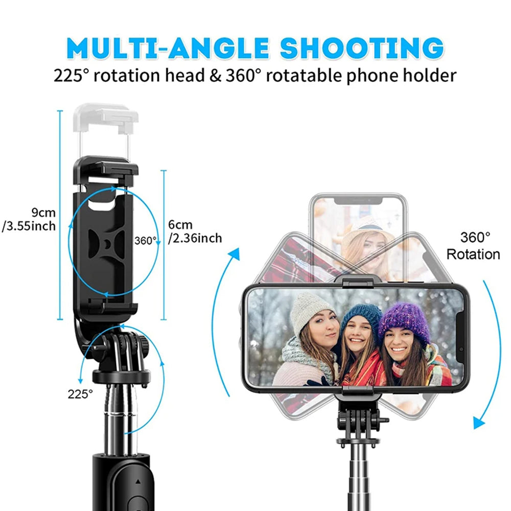 Perche à selfie Bluetooth Techsuit Q02, Universelle, Noire