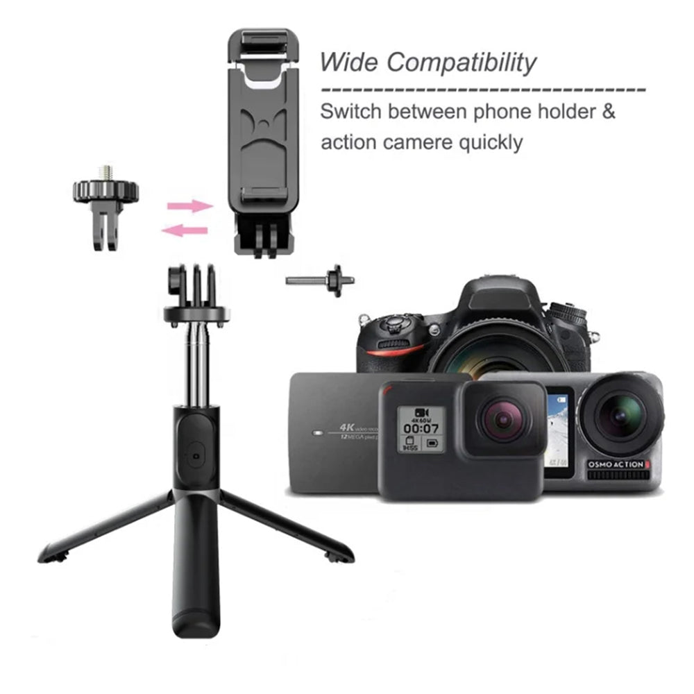 Perche à selfie Bluetooth Techsuit Q02, Universelle, Noire