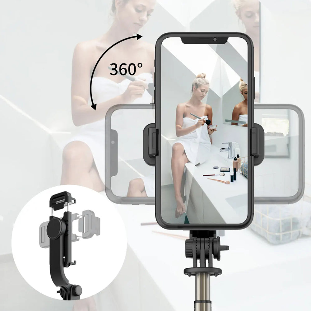 Perche à selfie Bluetooth Techsuit Q03, Universelle, Noire