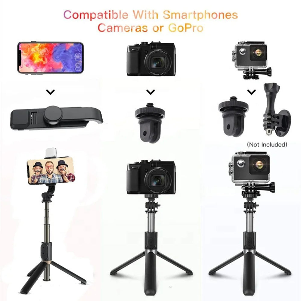 Perche à selfie Bluetooth Techsuit Q03s, Universelle, Noire