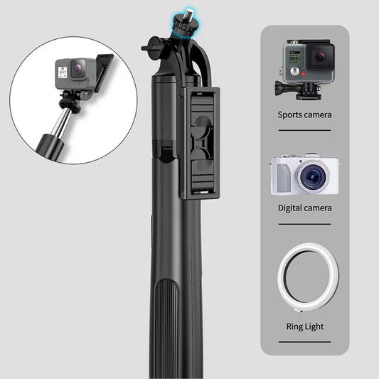Selfie Stick Bluetooth Techsuit Q05, Universel, Noir