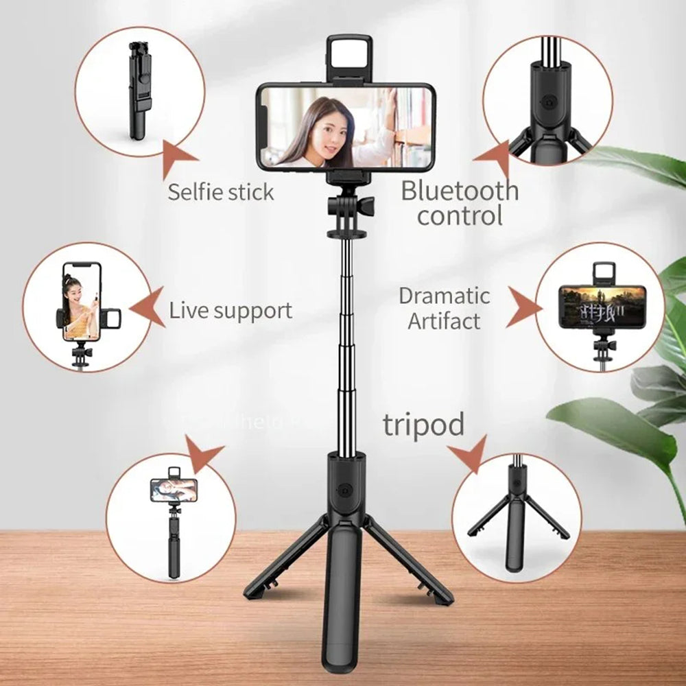Perche à selfie Bluetooth Techsuit S03-S, Universelle, Noire