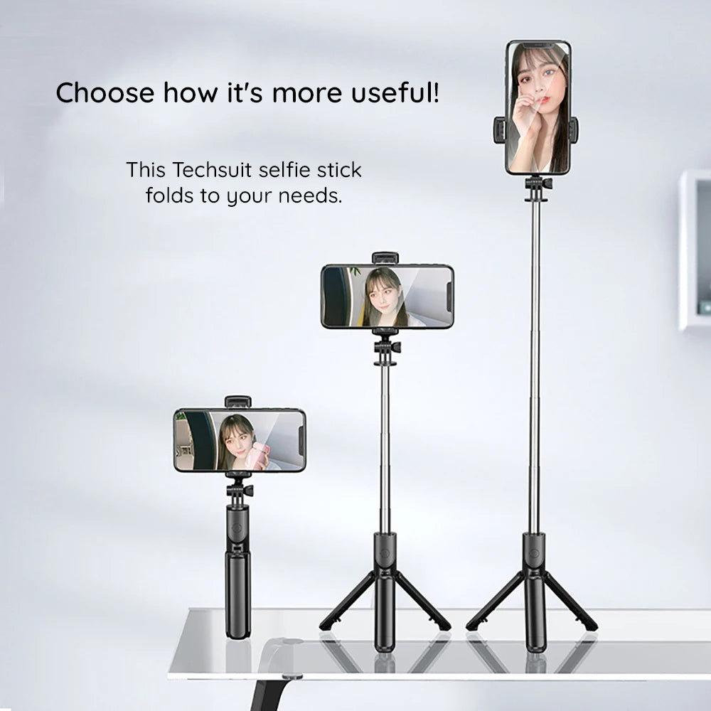 Perche à selfie Bluetooth Techsuit S03, Universel, Noir