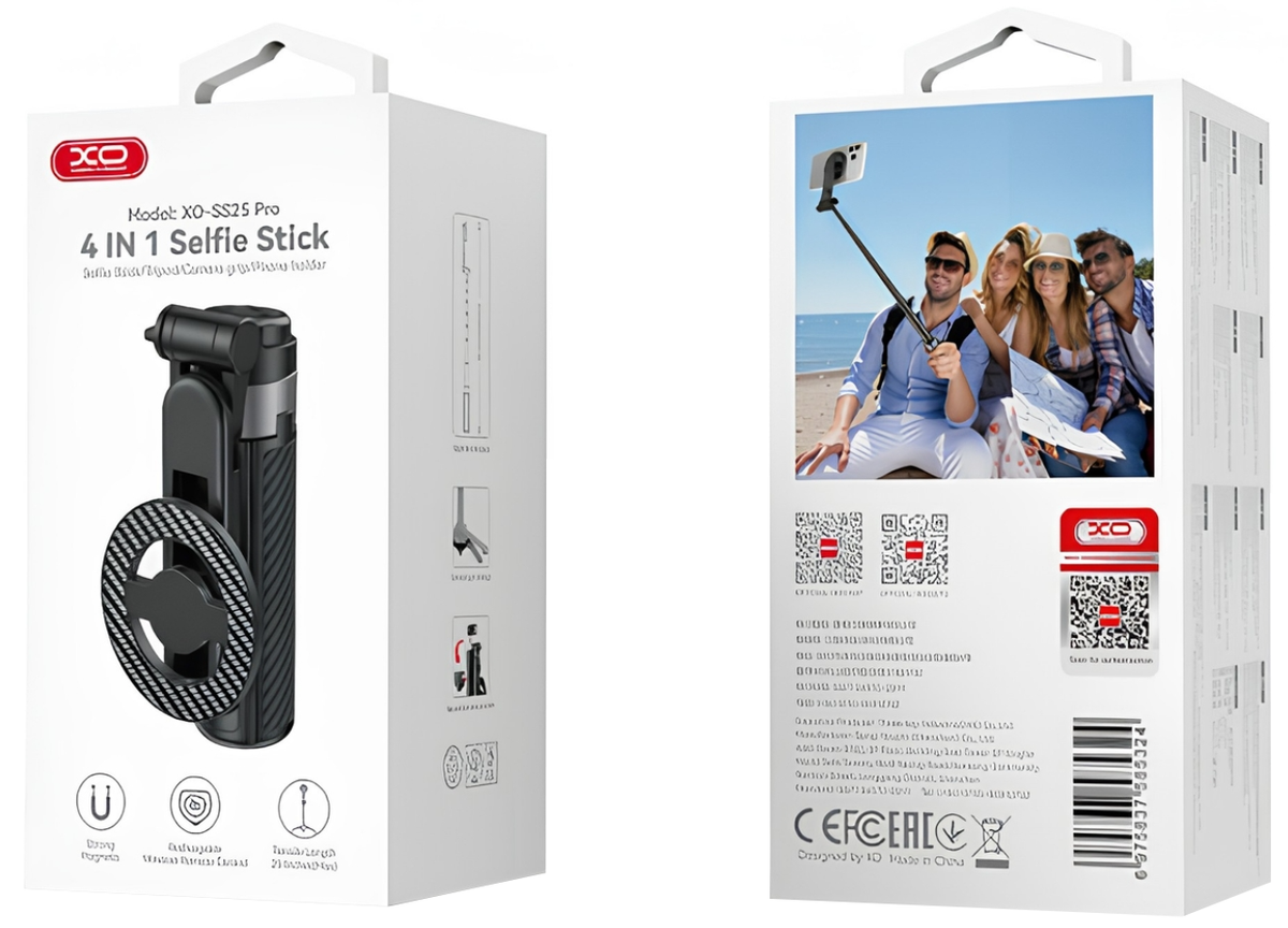 Selfie Stick Bluetooth XO Design SS25 Pro, Universel, Noir