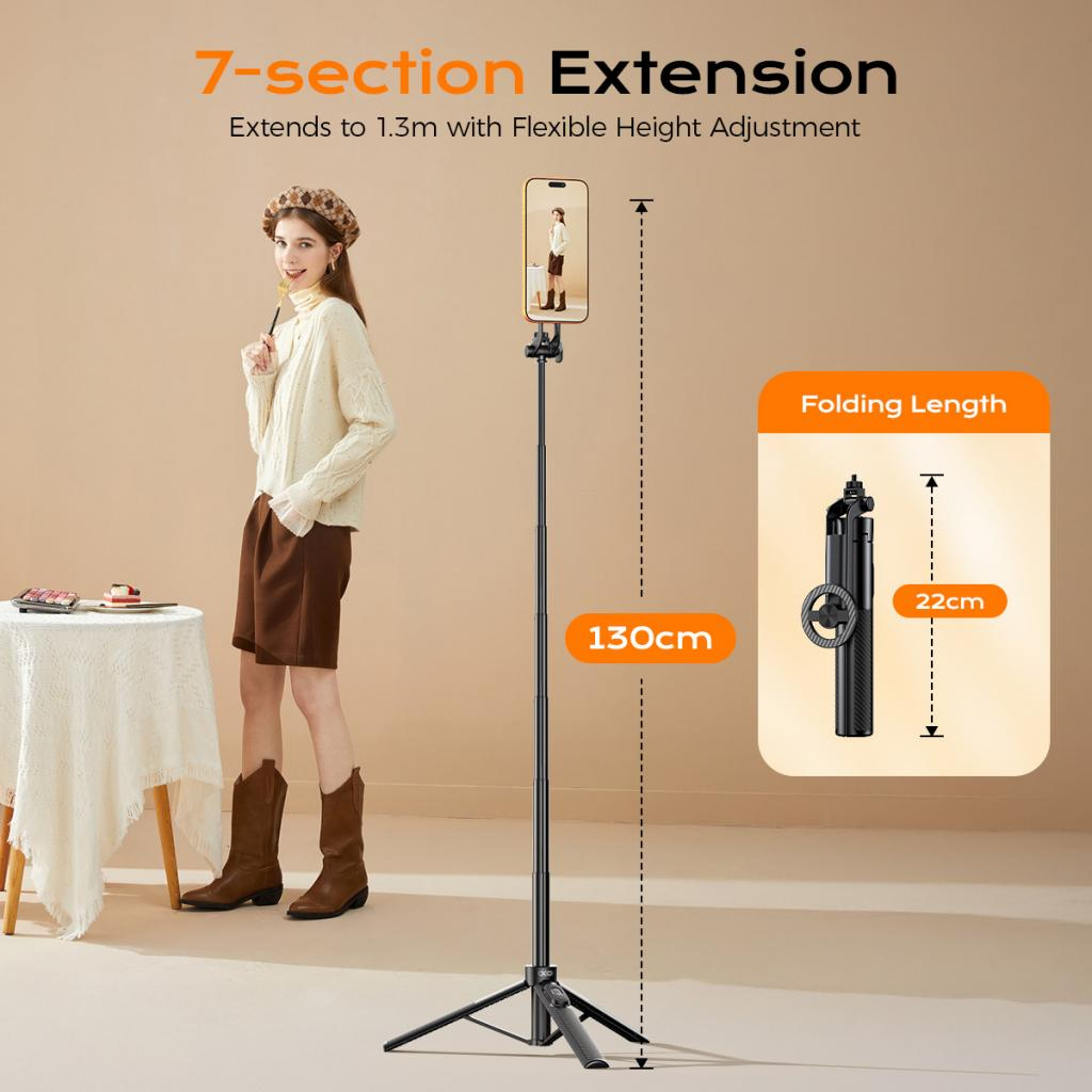 Selfie Stick Bluetooth XO Design SS30, Universel, Noir