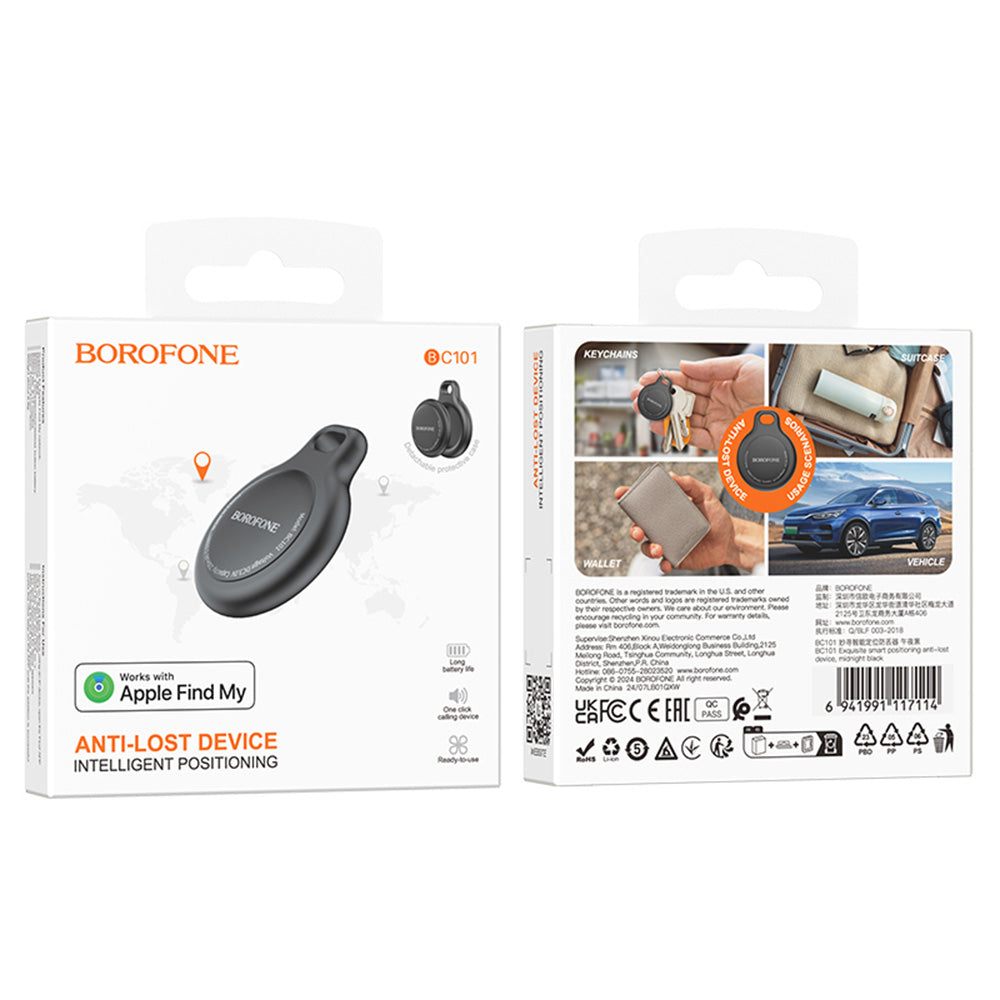 SmartTag Borofone BC101 Exquisite pour séries iOS, Noir