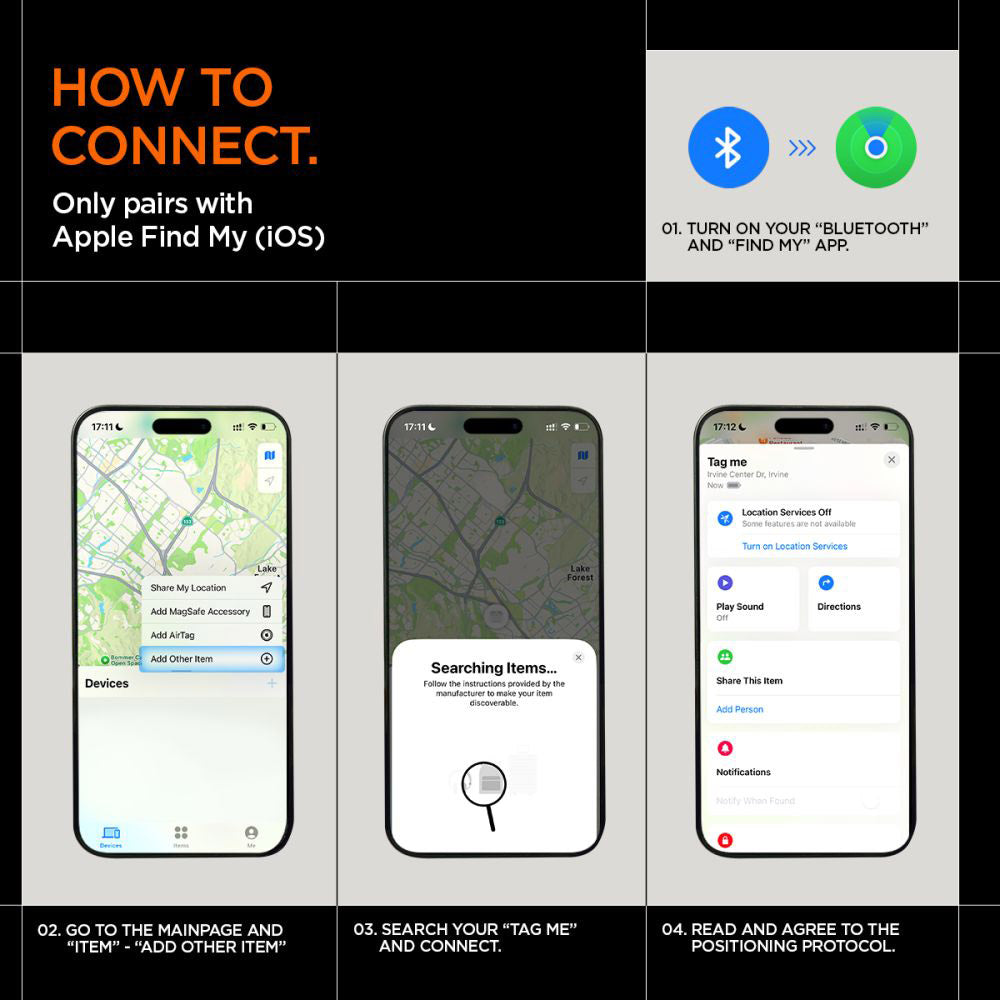 Spigen SmartTag TagMe pour la série iOS, Noir