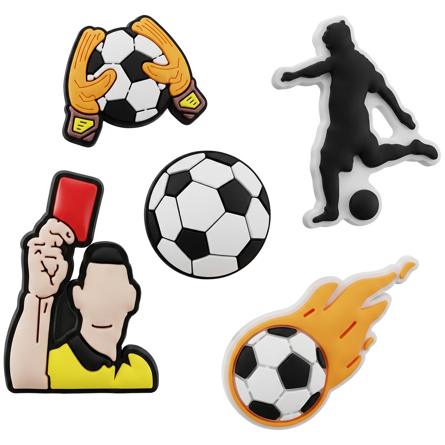 Autocollant 3D OEM Football pour Coque de Téléphone / Tablette, Set de 5 pièces, Multicolore