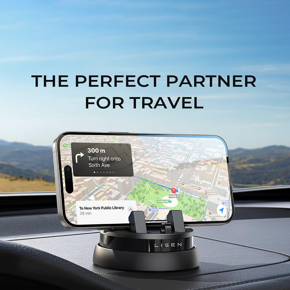 Support Auto Lisen pour Téléphone / Tablette avec épaisseur 6mm - 13mm, Noir YL0224060015